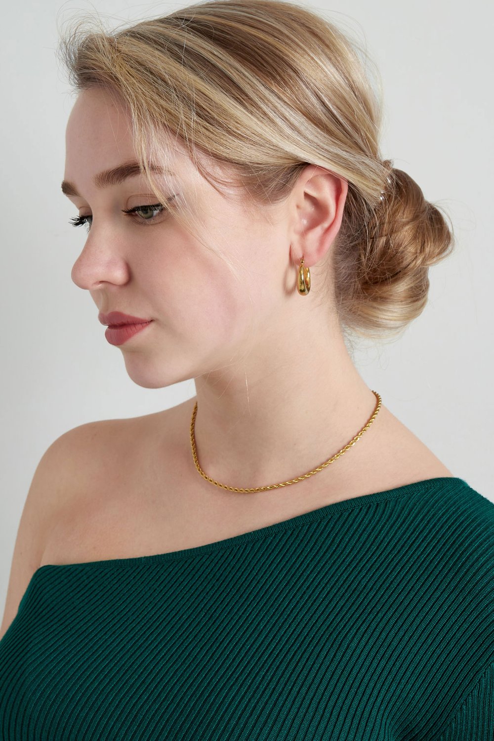 Unisex Halskette gedreht kurz - Goldfarbe-3,0MM h5Bild4